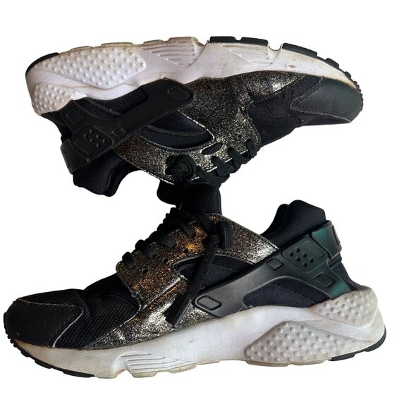 Nike Huarache Run SE TD 'Black Gold Glitter' Youth Size 7 - Picture 3 of 9